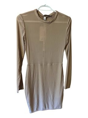 House of CB Taupe Long Sleeve Bodycon Dress